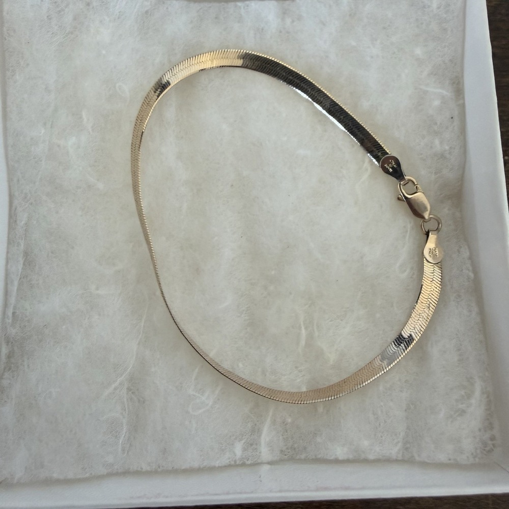 Italy 925 Milor Sterling Silver Herringbone Bracelet 7.5"โ Lobster Clasp